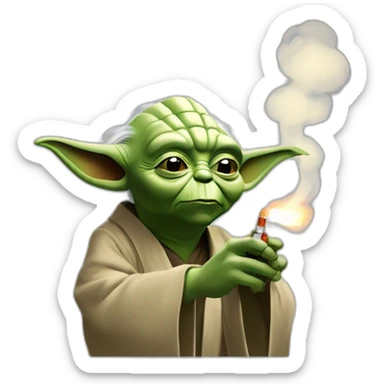 :maître Yoda qui fume un cigare : sticker