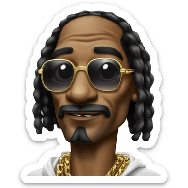 Snoop Dogg with gangsta face wearing sunglasses and fat cigar in mouth with gold chains  sticker