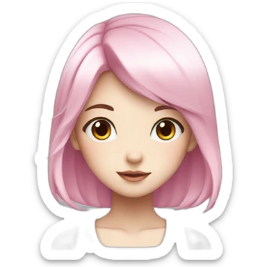 Anime girl character with white skin, pink hair and pink eyes sticker