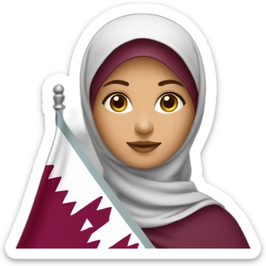 Arabic women holding Qatar flag sticker