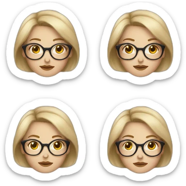 white women, dirty blonde hair, big round glasses sticker
