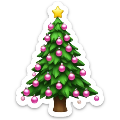 Christmas tree with pink ornaments  sticker