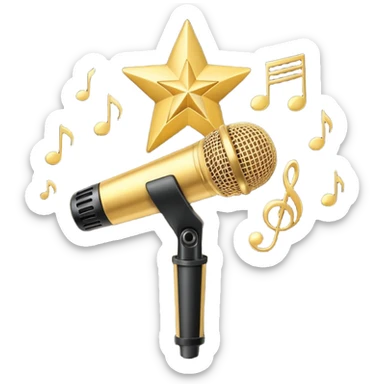 microphone with musical notes and a star sticker