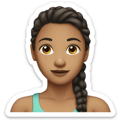 Girl tan skin dark hair ponytail sticker