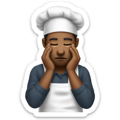 person facepalming wearing apron looking at phone  sticker