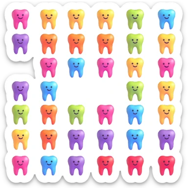tooth app icons with different bright colors, dental application sticker