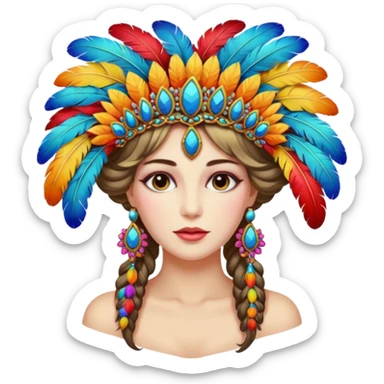woman with a feathered hairpiece sticker