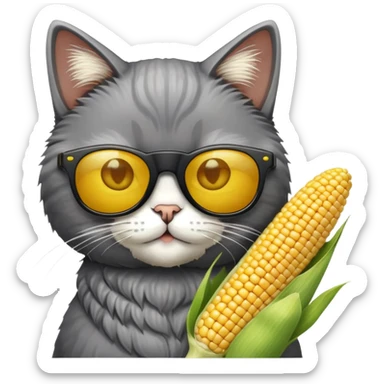 Cat with sunglasses and corn with salt sticker