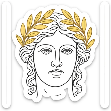 face with golden laurel crown emoji, digital illustration sticker