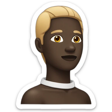 a dark skinned person with bandaid on neck sticker