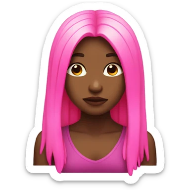 Girl with neon pink long hair face palm sticker