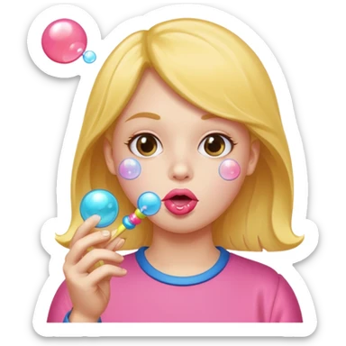 a person who blows bubbles with gum sticker
