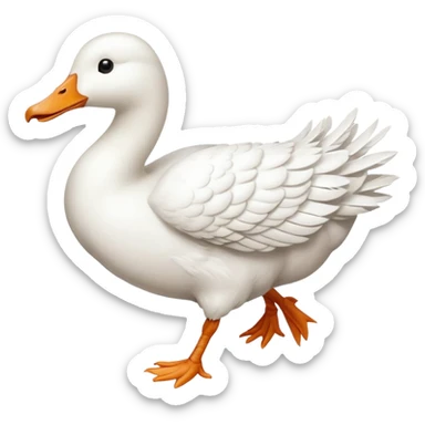 Make me an emoji of a goose that is running towards something. Also make it white.  sticker