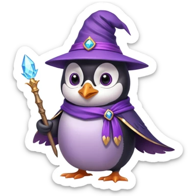 Purple wizard penguine sticker