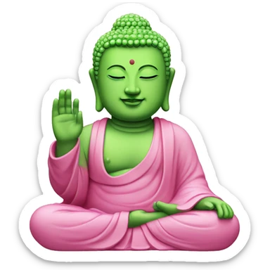 pink and green buddha sticker