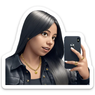 girl with phone and jewelry sticker