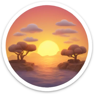 a whimsical sun set sticker
