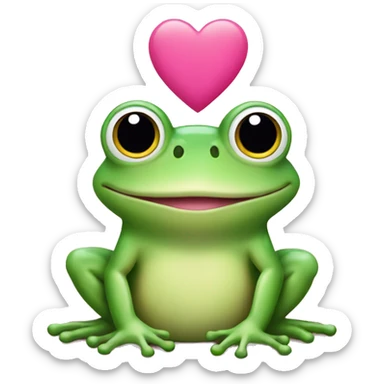 Frog with pink hearts sticker