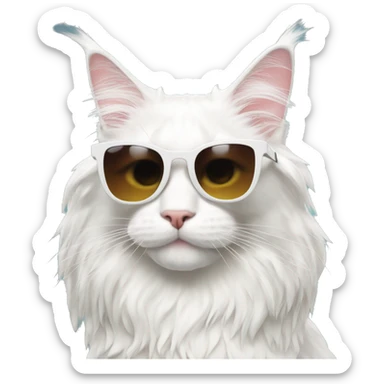 White maine coon with sunglasses sticker