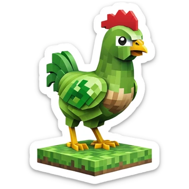 Minecraft chicken with Minecraft creeper on top of it ￼ sticker