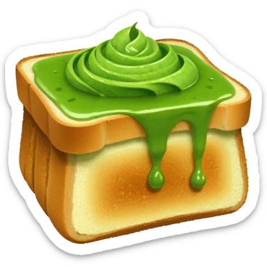 Toast with green pandan sauce sticker