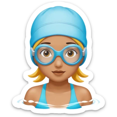 Girl with swim cap and goggles  sticker