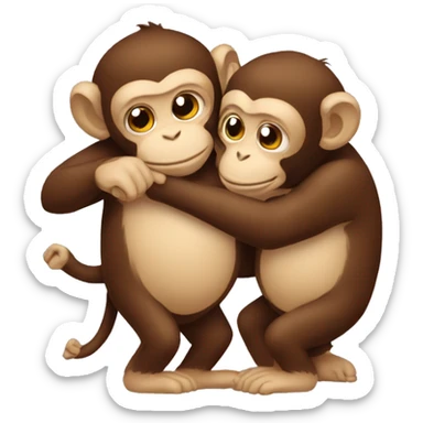 two monkey hug each other sticker