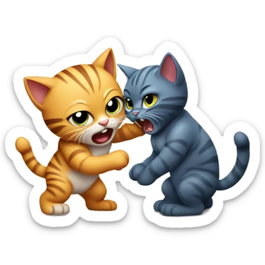 mean baby cat punching a big cat sticker
