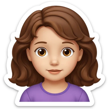 3yr old girl wavy/cyrly brown hair brown eyes sticker