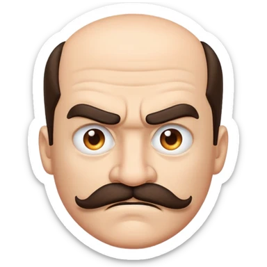 angry face with mustache sticker