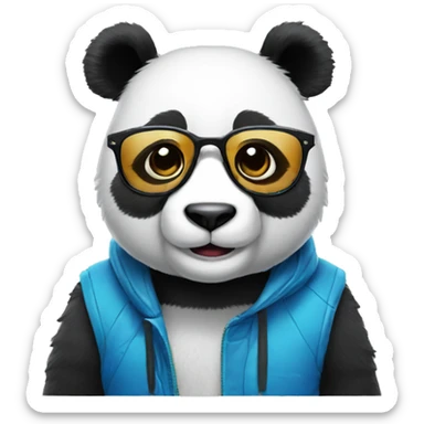 smiling blue panda designer with cool glasses sticker