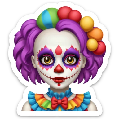 cute skeleton woman clown with makeup sticker