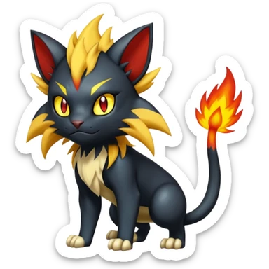 Luxray-Torracat-Pyroar-Fakémon-hybrid-creature (full body)  sticker