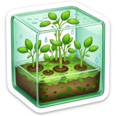 aromatic sprouts in a flat thin transparent box the base is almost invisible sticker