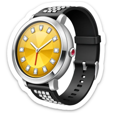 Crie um relógio de pulso prateado cravejado de diamantes brilhantes, sem rostos sticker