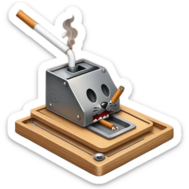 iOS mouse trap emoji but replace the cheese with a cigarette 🪤🚬 sticker