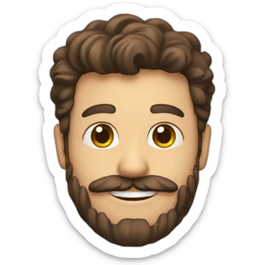 a man with brown hair, a beard and a mustache is smiling sticker