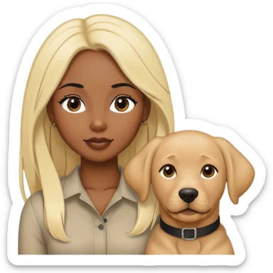 Black long hair women with a  blond Labrador  sticker