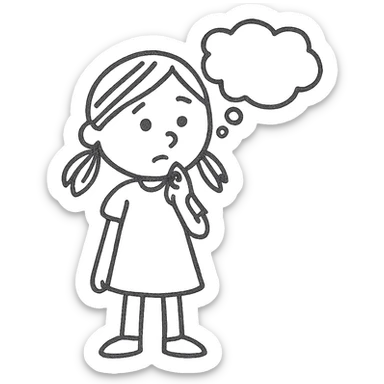 Add a thought bubble above the girl's head. Keep the background transparent. sticker