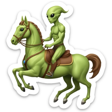 alien riding horse sticker