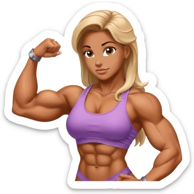 Female Bodybuilder showing biceps sticker