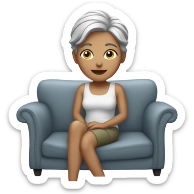 white woman short gray hair relaxing sticker