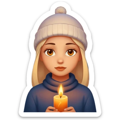 Fantasy human portrait emoji, warm candlelight reflection in eyes, winter evening mood, no extra accessories, emotional minimalism, clean emoji style, male/female variant
 sticker
