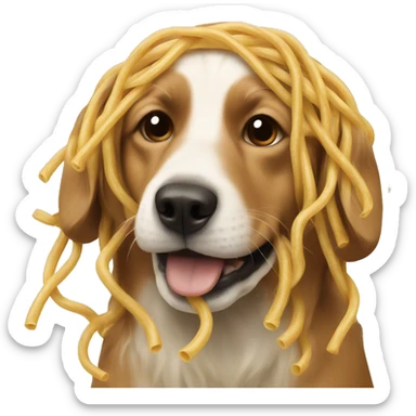 dog with spaghetti  sticker