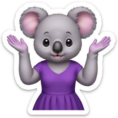 Koala purple drees eyelashe clapping sticker