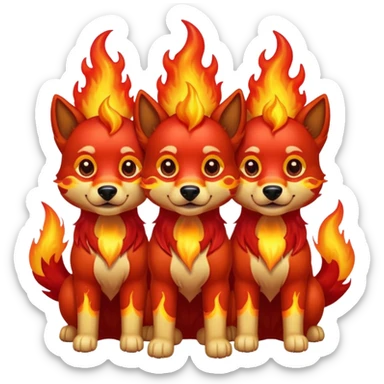 Perro de tres cabezas con fuego  sticker