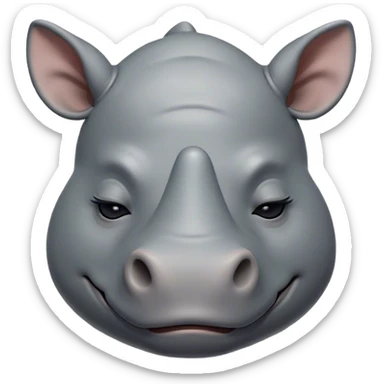 Meme-Worthy Cute Sleeping Rhinoceros Portrait Emoji, Head resting peacefully with a contented smile, showcasing a massive, robust build and a luxuriously soft slate-gray hide, eyes shut in a serene, restful nap, Simplified yet hilariously adorable features, highly detailed, glowing with a soft, drowsy light, high shine, relaxed and utterly lovable, stylized with an air of playful laziness, bright and heartwarming, soft glowing outline, capturing the essence of a comically sleepy rhinoceros, so meme-worthy it feels like it could instantly become the next viral sensation of adorable slumber! sticker