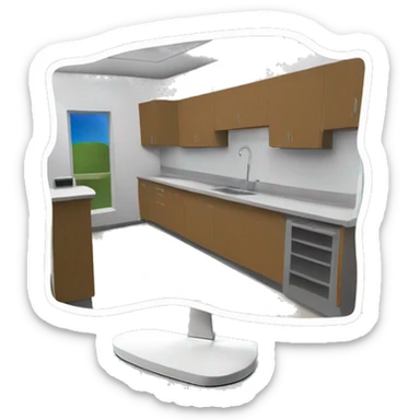 3D sketchup of canteen in pc monitor sticker