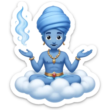 blue genie emerging smoke. sticker