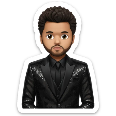 The Weeknd with Dark Brown Hair, Black Sequin Suit  sticker